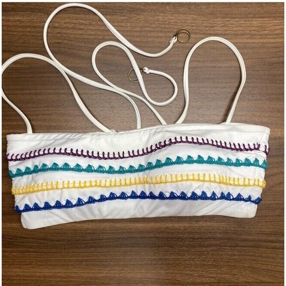 SOLUNA SWIM Summer Solstice White Bikini Top & Bottom Set Boho Adjustable MEDIUM - Picture 3 of 12